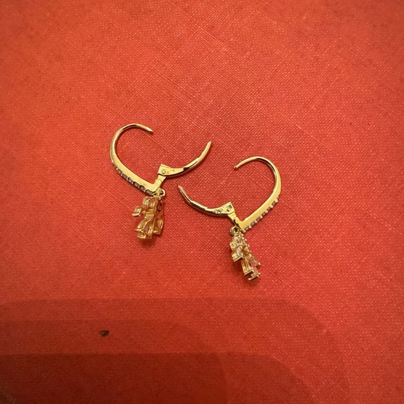 Vintage Inspired Gold-Plated Sterling Silver 925 Huggie CZ Dainty Earrings - Picture 6 of 8